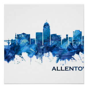 Allentown Pennsylvania Skyline Blue Perfect Poster