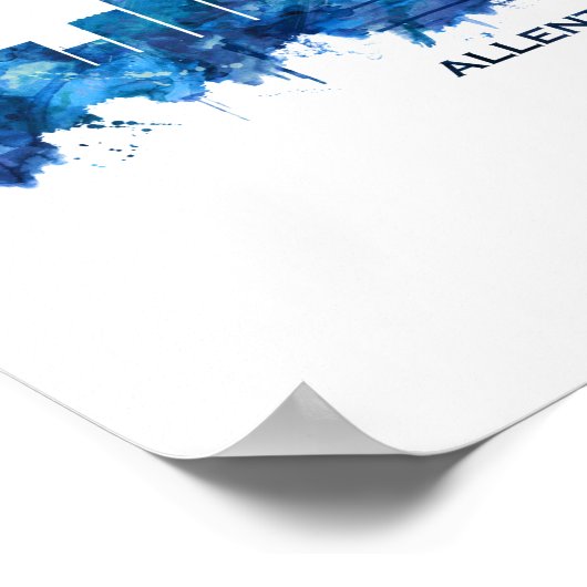 Allentown Pennsylvania Skyline Blue Poster (Hoek)