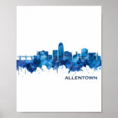 Allentown Pennsylvania Skyline Blue Poster (Voorkant)