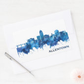 Allentown Pennsylvania Skyline Blue Rechthoekige Sticker (Envelop)