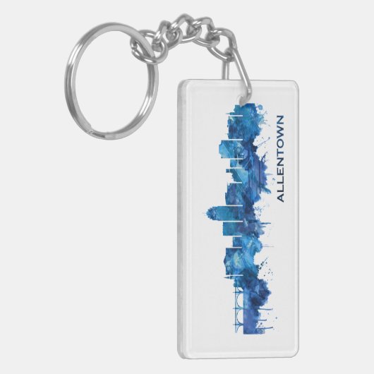 Allentown Pennsylvania Skyline Blue Sleutelhanger (Voorkant Links)