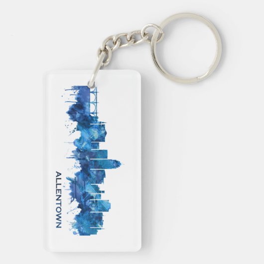 Allentown Pennsylvania Skyline Blue Sleutelhanger (achterkant)