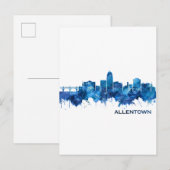 Allentown Pennsylvania Skyline Blue Uitnodiging Briefkaart (Voorkant / Achterkant)