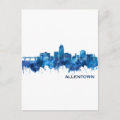 Allentown Pennsylvania Skyline Blue Uitnodiging Briefkaart (Voorkant)