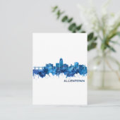 Allentown Pennsylvania Skyline Blue Uitnodiging Briefkaart (Staand voorkant)