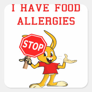 Aller-Bunny STOP-Bunny Food Allergieën Sq. Sticker