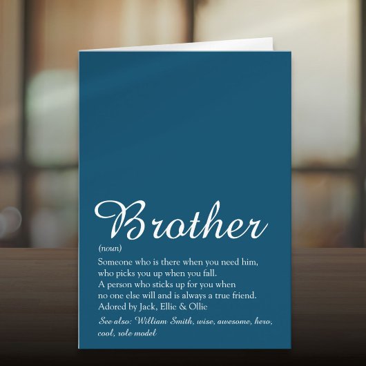 Allerbeste Broer Ooit Definitie Script Blauw Kaart