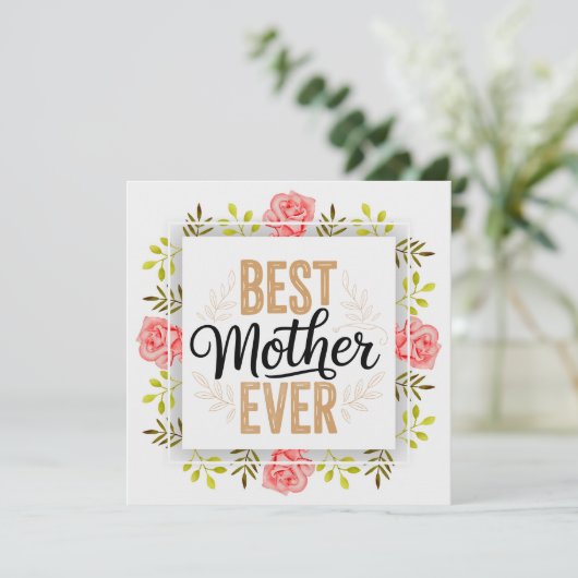 "Allerbeste Moeder" Bloemrijke Moederdag Kaart (Staand voorkant)