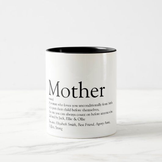 Allerbeste Moeder, Mama, Moeder Definitie Tweekleurige Koffiemok (Center)
