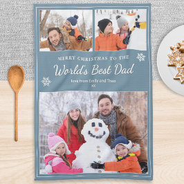 Allerbeste Papa 3 Foto's Kerstmis Blauw Theedoek