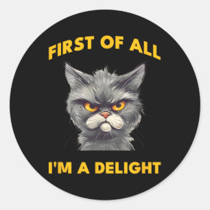 Allereerst ben ik een heerlijk grappig sarcastisch ronde sticker