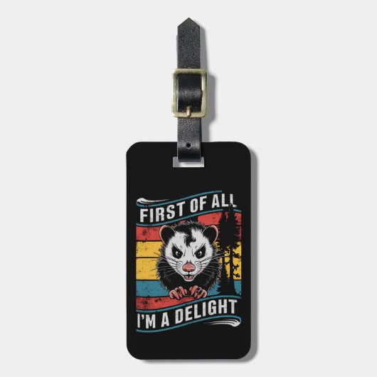Allereerst ben ik een heerlijke grappige opossum bagagelabel (Voorkant verticaal)