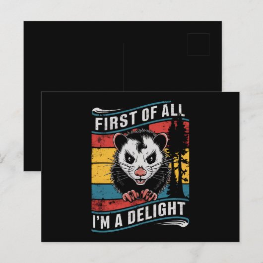 Allereerst ben ik een heerlijke grappige opossum briefkaart (Voorkant / Achterkant)