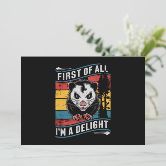 Allereerst ben ik een heerlijke grappige opossum kaart (Staand voorkant)