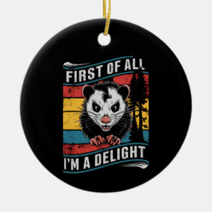 Allereerst ben ik een heerlijke grappige opossum keramisch ornament