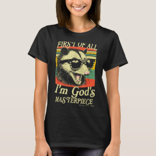 Allereerst ben ik Gods Meesterwerk Wasbeer Retro V T-shirt