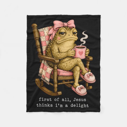 Allereerst Denkt Jezus Dat Een Delight Funny Frog Fleece Deken (Voorkant)
