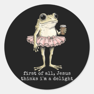 Allereerst Denkt Jezus Dat Een Delight Kikker Koff Ronde Sticker