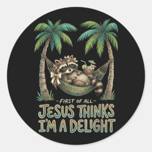 Allereerst Denkt Jezus Dat Een Ontwerp Van Een Was Ronde Sticker