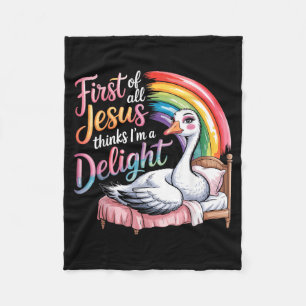 Allereerst Denkt Jezus Dat Een Vrolijke Gans Leuk Fleece Deken