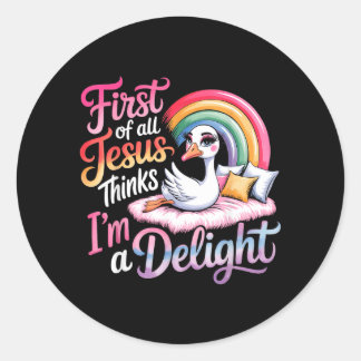 Allereerst Denkt Jezus Dat Ik Een Genot Ben Ontwer Ronde Sticker