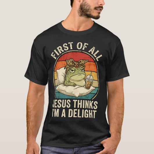 Allereerst Denkt Jezus Dat IK Grappig Ben T-shirt (Voorkant)