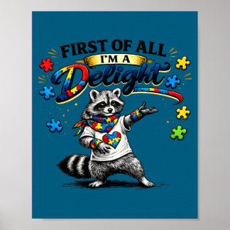 Allereerst een leuk grappige wasbeer autisme bewus poster
