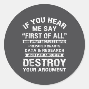 Allereerst Grappig College Sarcastisch Debatteam R Ronde Sticker