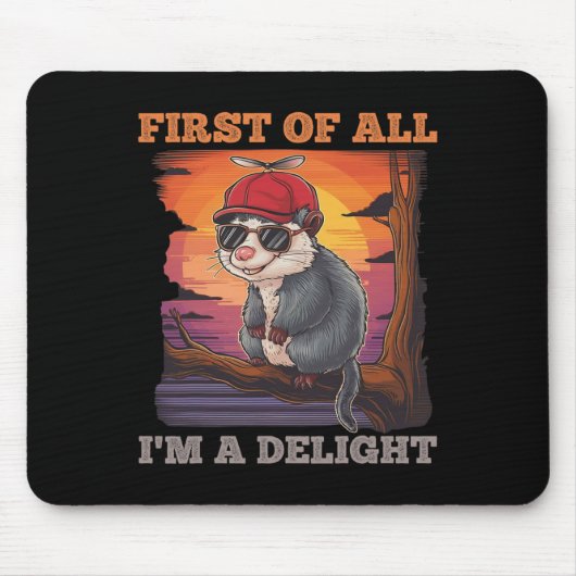Allereerst i39m A Delight Retro Sunset Possum Muismat (Voorkant)