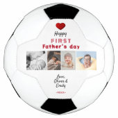 Allereerste Vaderdag Rode Hart 4 Foto Collage Voetbal (Voorkant)
