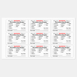 Allergeenetiketten met Voedselnaam voor Voedselcon Labels