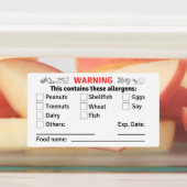 Allergeenetiketten met Voedselnaam voor Voedselcon Labels (Aangebracht)