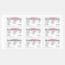 Allergeenetiketten voor voedselcontainers