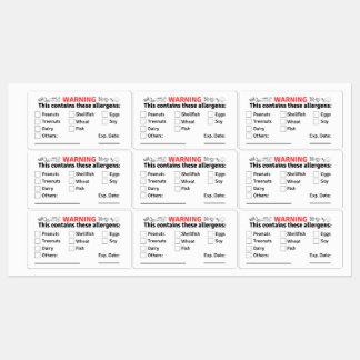 Allergeenetiketten voor voedselcontainers labels