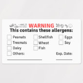 Allergeenetiketten voor voedselcontainers labels (Design 1)
