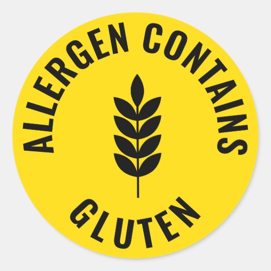 Allergen Contains Gluten Warning Sticker Food Labe (Voorkant)