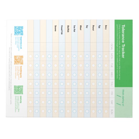 Allergen Intro Tracker US Notitieblok (Voorkant)