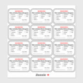 Allergenen Etiketten op voedsel Sticker (Vel)