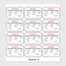 Allergenen Etiketten op voedsel Sticker