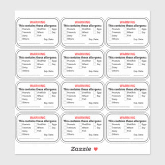 Allergenen Etiketten op voedsel Sticker