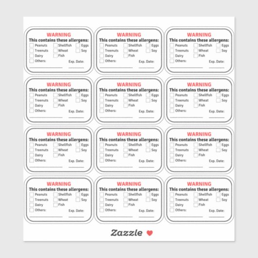 Allergenen Etiketten op voedsel Sticker (Vel)