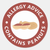 Allergie advies - bevat pinda's ronde sticker (Voorkant)