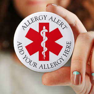 Allergie Alert, aangepaste voeg uw allergie Waarsc Ronde Button 5,7 Cm