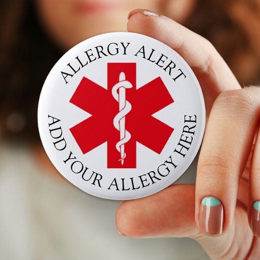 Allergie Alert, aangepaste voeg uw allergie Waarsc Ronde Button 5,7 Cm