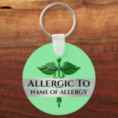 Allergie-alert allergisch voor groene ZILVER caduc Sleutelhanger (Voorkant)