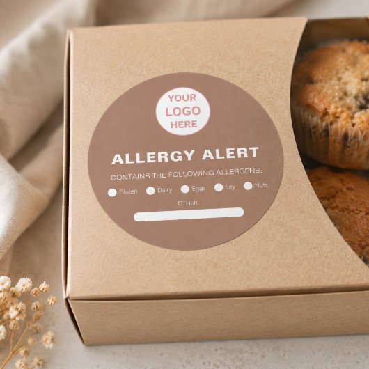 Allergie Alert Bakkerij Eigen Logo Ronde Sticker