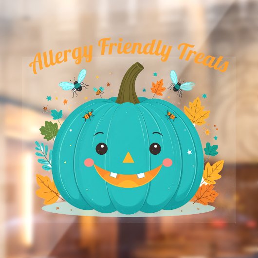 Allergie Alert Blauwgroen Pumpkin Awareness Safety Raamsticker (Vel 2)