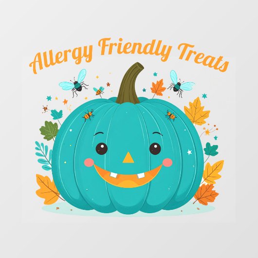 Allergie Alert Blauwgroen Pumpkin Awareness Safety Raamsticker (Vel)