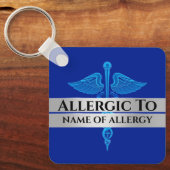 Allergie alert DIY allergisch voor blauwe ZILVEREN Sleutelhanger (Voorkant)