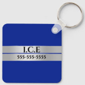 Allergie alert DIY allergisch voor blauwe ZILVEREN Sleutelhanger (Achterkant)